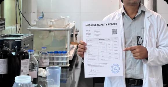 Medicine quality test report provided with every batch