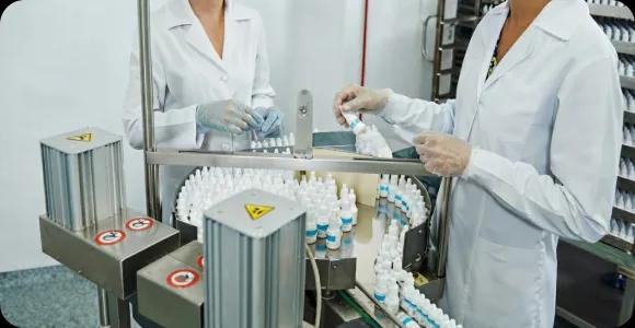 Medicines being manufactured at a WHO GMP certified facility